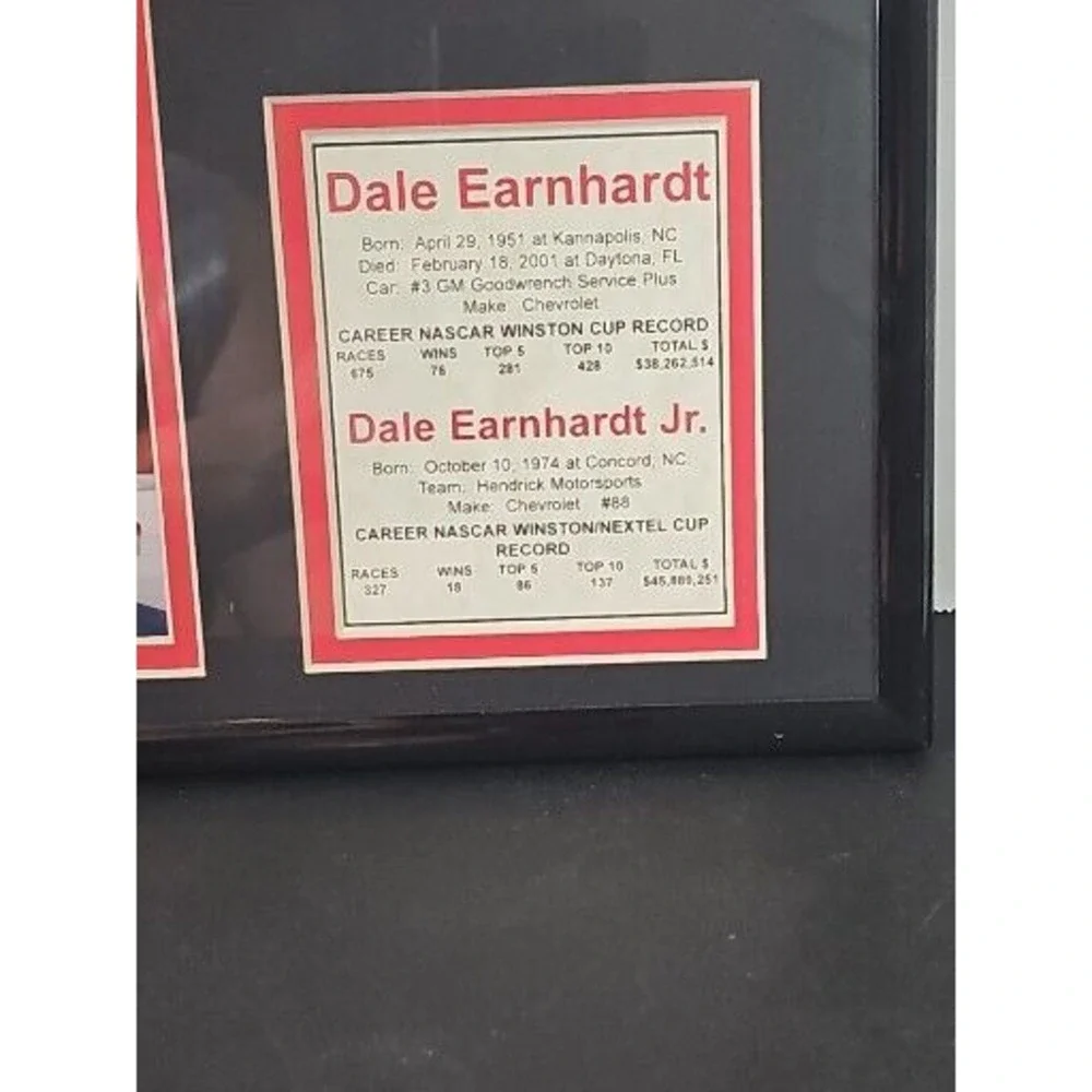 Dale Earnhardt Winston Cup Champion Win List Picture Framed Vintage 14x11